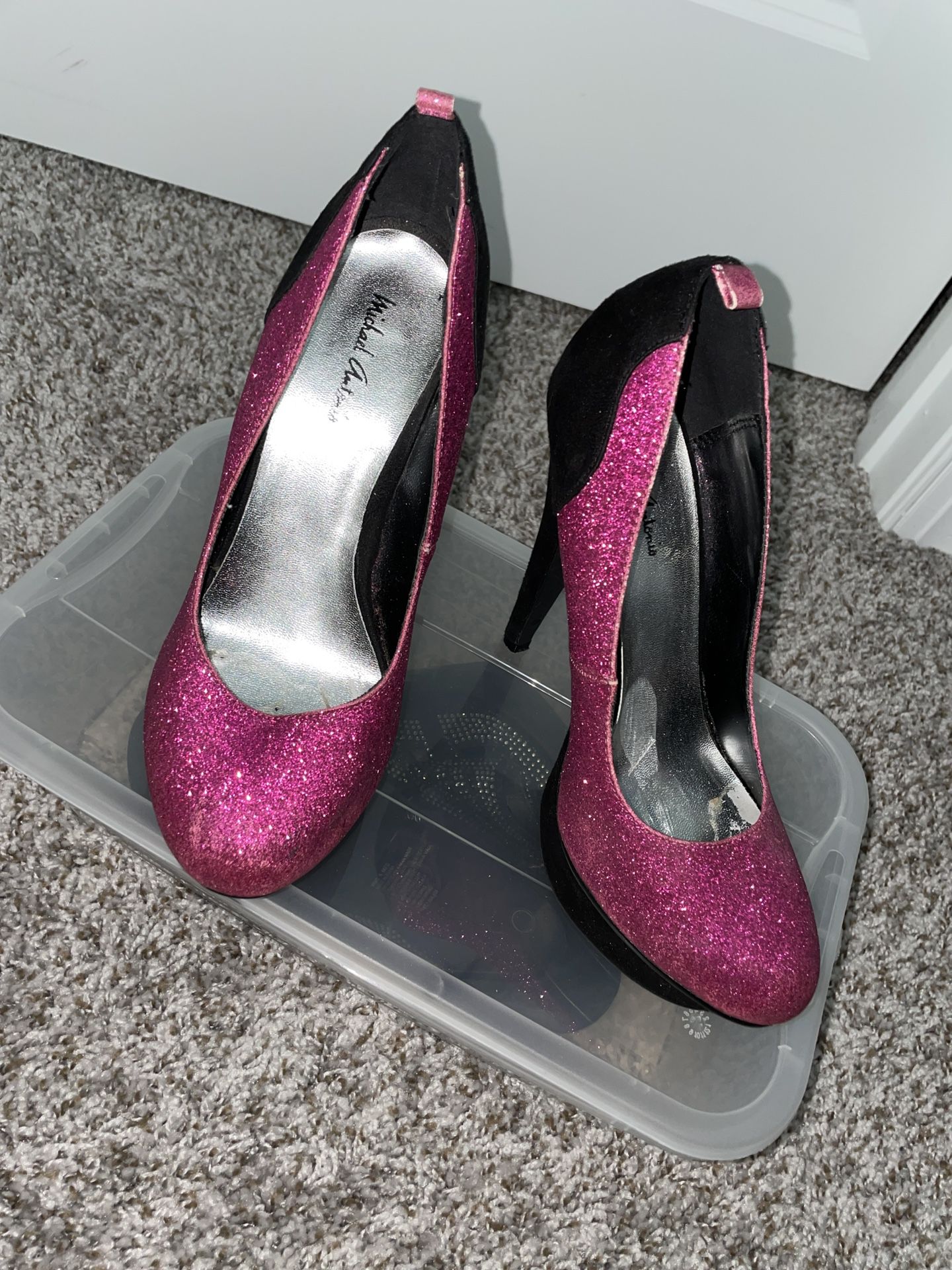 Hot Pink Sparkling Stilettos-Size 7.5