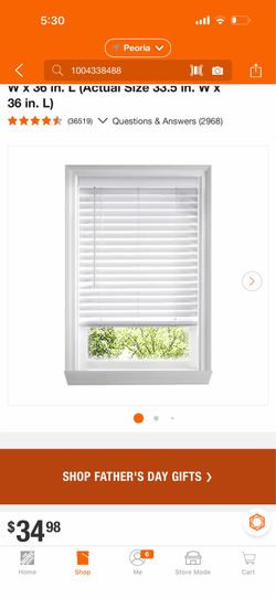 White Cordless Faux Wood Blinds for Windows with 2 in. Slats - 34 in. W x 36 in. L (Actual Size 33.5 in. W x 36 in. L)