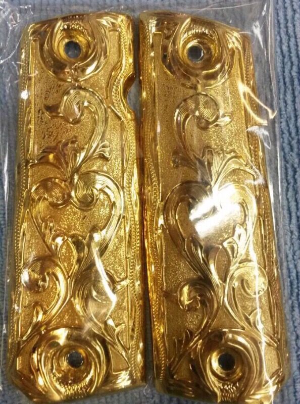 Colt 1911 hand made grips 24k gold plated custom