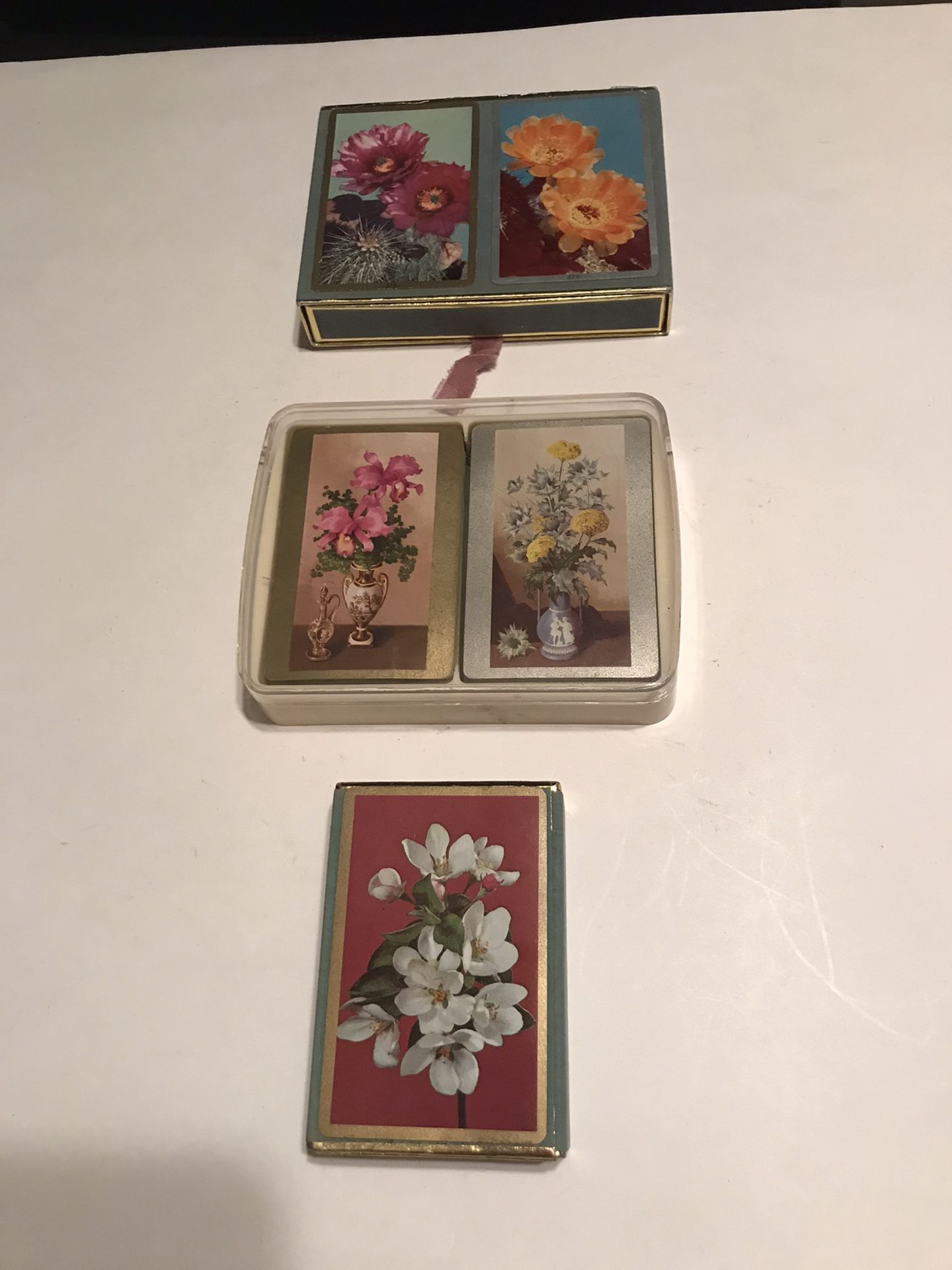 Vintage Congress 606 Floral Design Playing Cards 2 Double Decks & 1 Single Deck