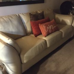 Nice Wheat Color Leather Couch 