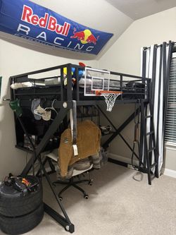 Full Size Loft Bunk Bed With Desk & Mattress