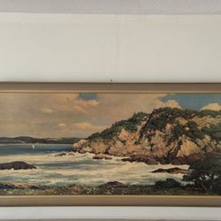 Vintage Framed Robert Wood - Pebble Beach Coastline