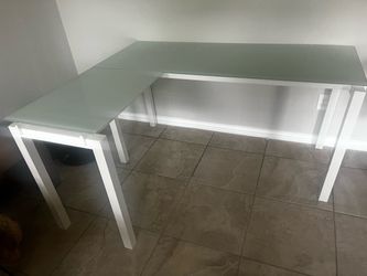 New desk with frosted glass top
