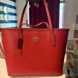 Red Leather COACH Purse