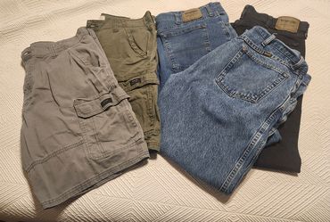Three Pairs of Men's Jeans, Two Pairs Shorts, 36" Waist