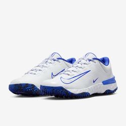Nike Alpha Huarache Elite 4 TF White Hyper Royal FD2746-103 Size 11W/ 9.5M