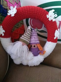 Hand crochet Christmas wreath