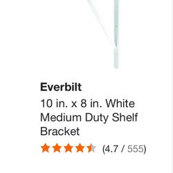 12x Everbilt 10 in. x 8 in. White Medium Duty Shelf Bracket