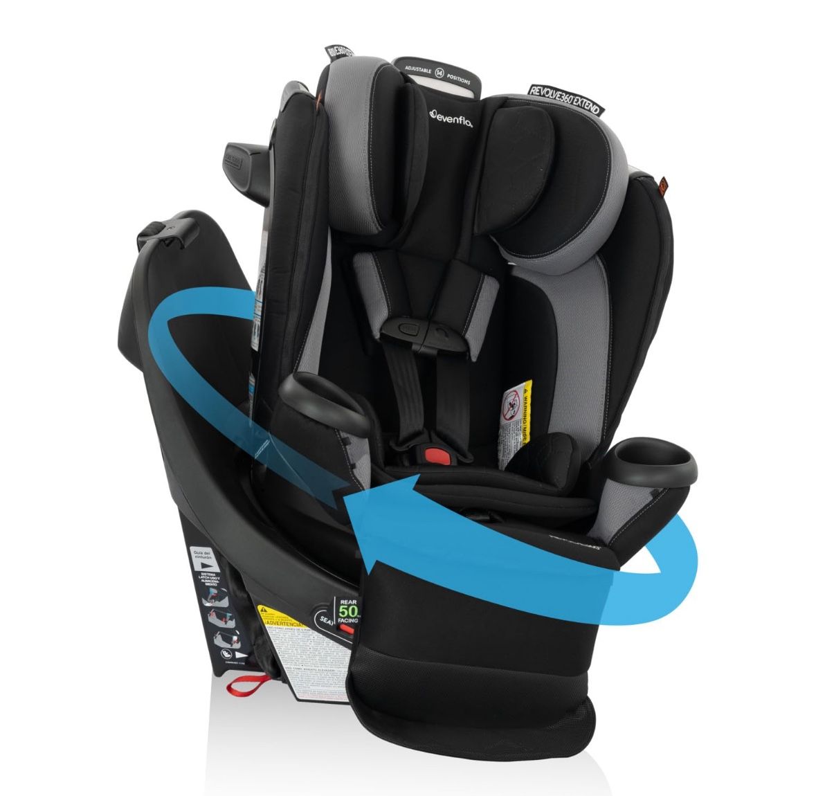 Evenflo Revolve360 Extend Convertible Car Seat with 360 Degree Rotation, Extended Rear-Facing, Forward-Facing, Booster Mode, and Secure Latch Install,