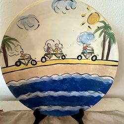 Hand Painted Plate Of Biking In San Diego