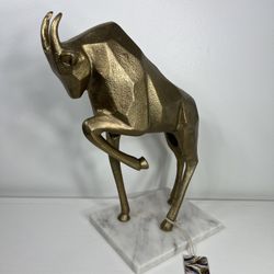 Modern Bull Sculpture bronze/gold finish with marble base 