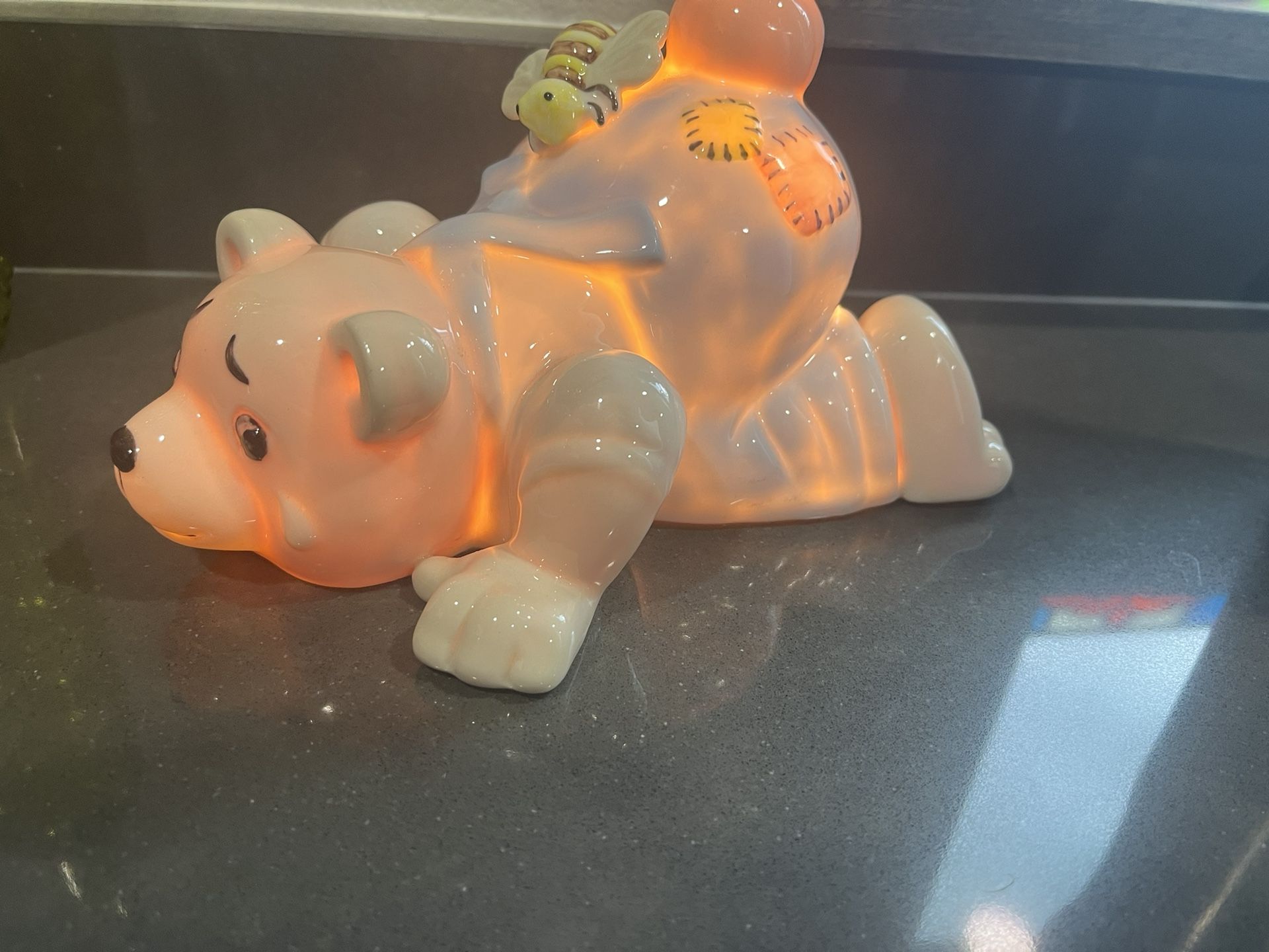 Teddy Bear With Bee Ceramic Night Light