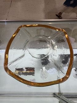 VTG Annieglass Gold Rimmed Server Bowl Limited Edition 36/36 13in