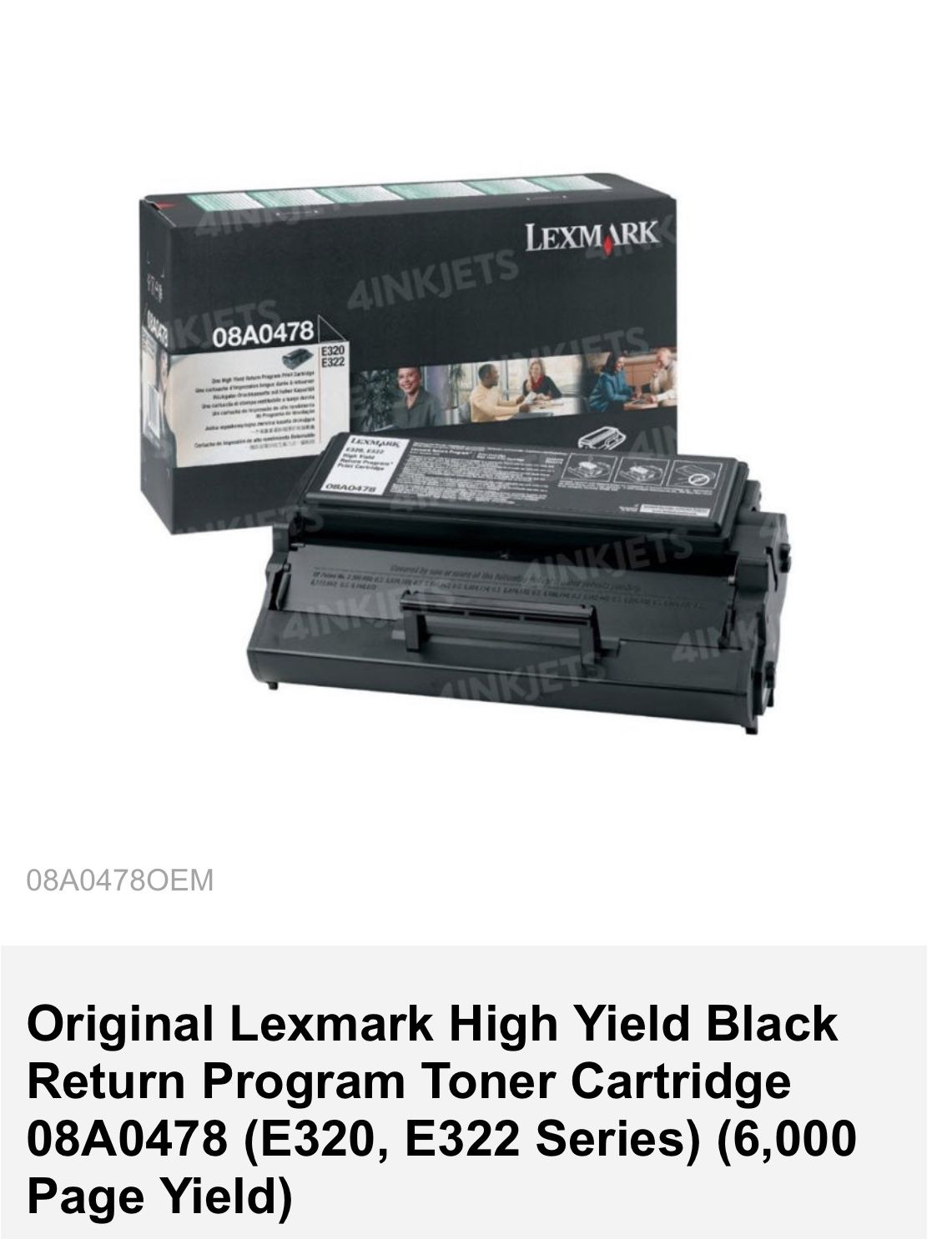 Original Lexmark High Yield Black Toner Cartridge 08A0478...