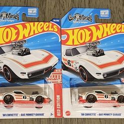 Lot of 2 - Hot Wheels RED EDITION '68 Corvette - Gas Monkey Garage 