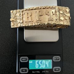 14K gold Nugget ID plaque Bracelet 