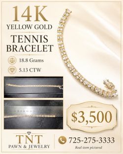14K Yellow Gold Diamond Tennis Bracelet – 18.8 Grams – Ask for David