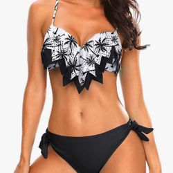 Holipick Women Two Piece Swimsuit Push Up Underwire Bikini Sets Sexy Bathing Suits Ruffle Bikini Top with Bottom Teen Girls