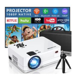 Dxyiitoo Native 1080P HD Projector with WiFi and  Bluetooth, Movie Projector for Outdoor Movies, LCD Technology 300"Display Projector Support 4k Home