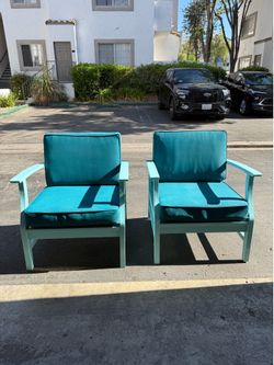 Teal Outdoor Armchairs - Set of 2