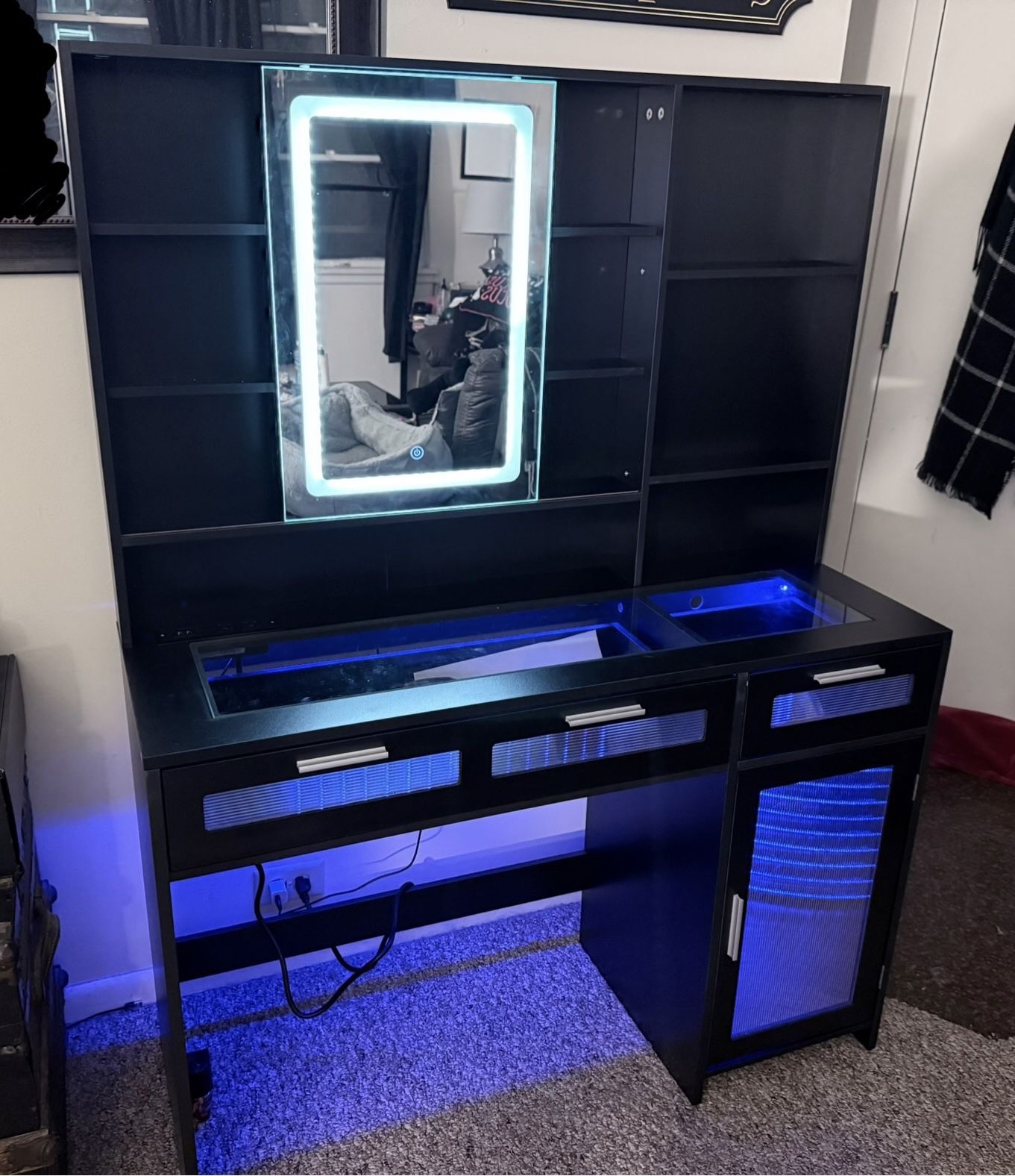 Vanity Desk With Mirror & LED Lights
