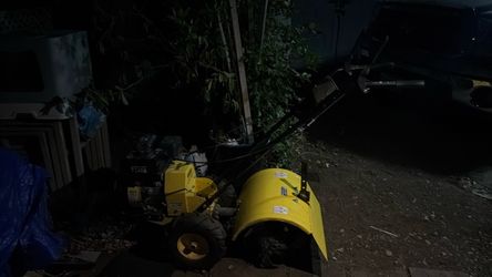 Yellow Gas-Powered Rear-Tine Tiller