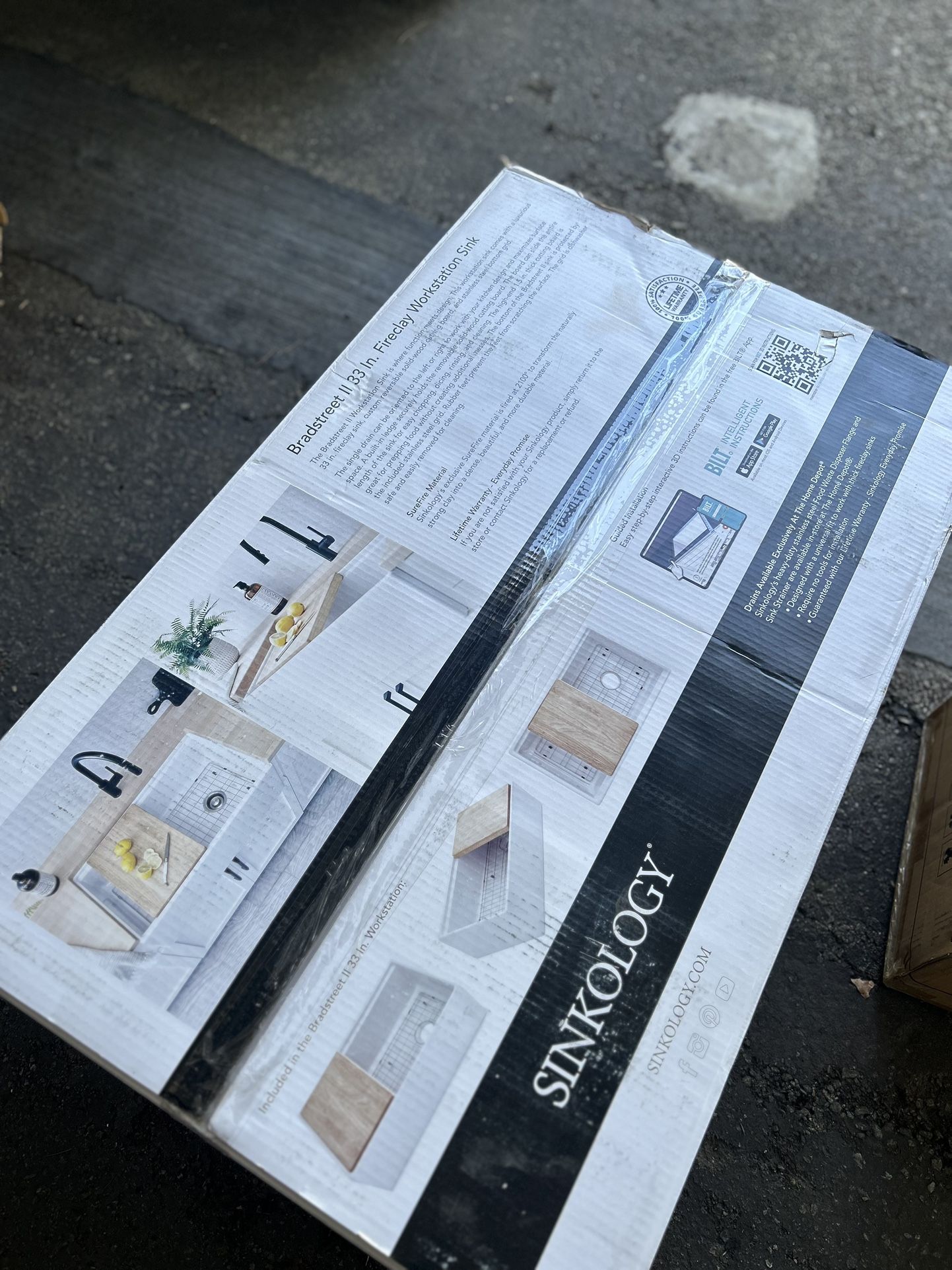 SINKOLOGY Bradstreet II 33 in. Farmhouse Apron Front Undermount Single Bowl Crisp White Fireclay Workstation Kitchen Sink