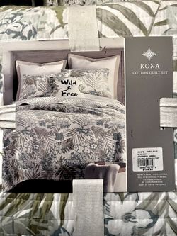 Kona Quilt Set And Throw Pillow (queen)