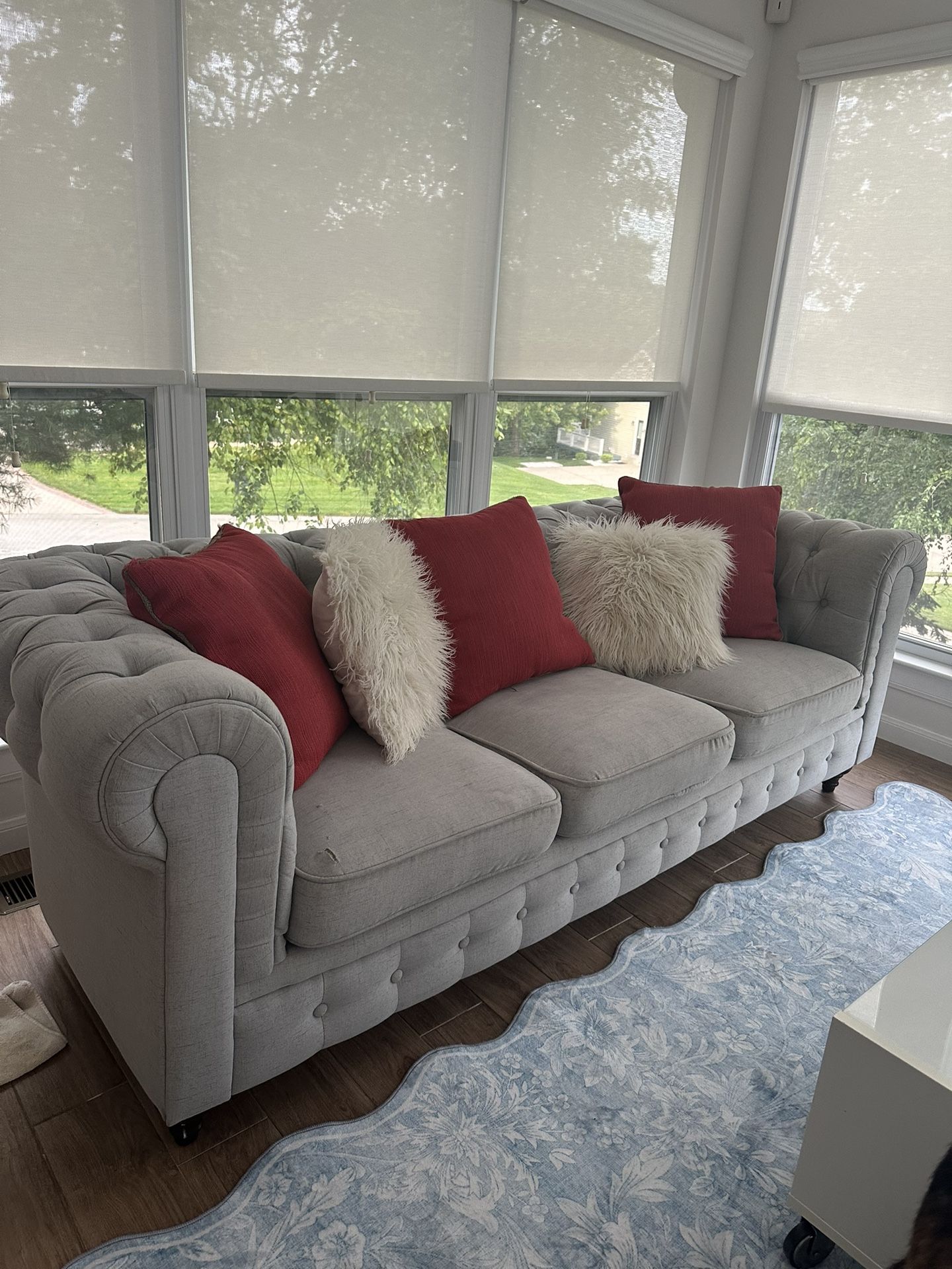 Tufted Gray Couch
