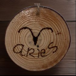 Engraved Zodiac Aries Wooden Ornament Wall Hanging Decor