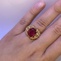 14K Yellow Gold Filigree Tree Ring