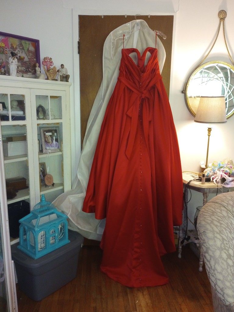UNIQUE Red Ball Gown Size 20 W/ Sparkle & Pockets!