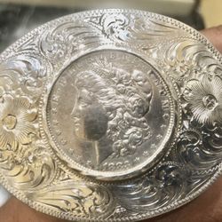Antique  Sterling Silver Belt buckle 81g, Measures 3 -1/4” X 2- 5/8”