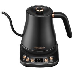 High-End Electric Gooseneck Kettle, 1200W, 6 Temperature Settings, Stainless Steel Inner Lid & Bottom, 1L Quick Heating Pour Over Kettle BRAND NEW
