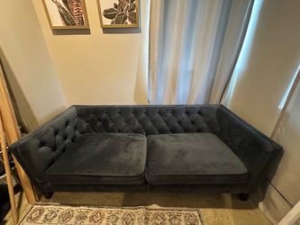 World Market Blue Velvet Sofa