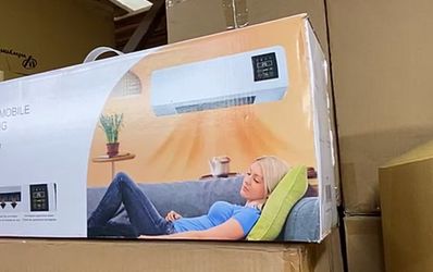 NEW IN BOX Wall mounted desktop mobile air conditioning / space heater adjustable cooling & warmth Upgrade your room's comfort and style with this Min