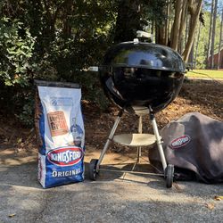 22 Inch Weber Grill With Kingsford Cover And Charcoal 