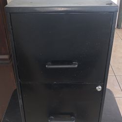 2-Drawer Black Metal Filing Cabinet