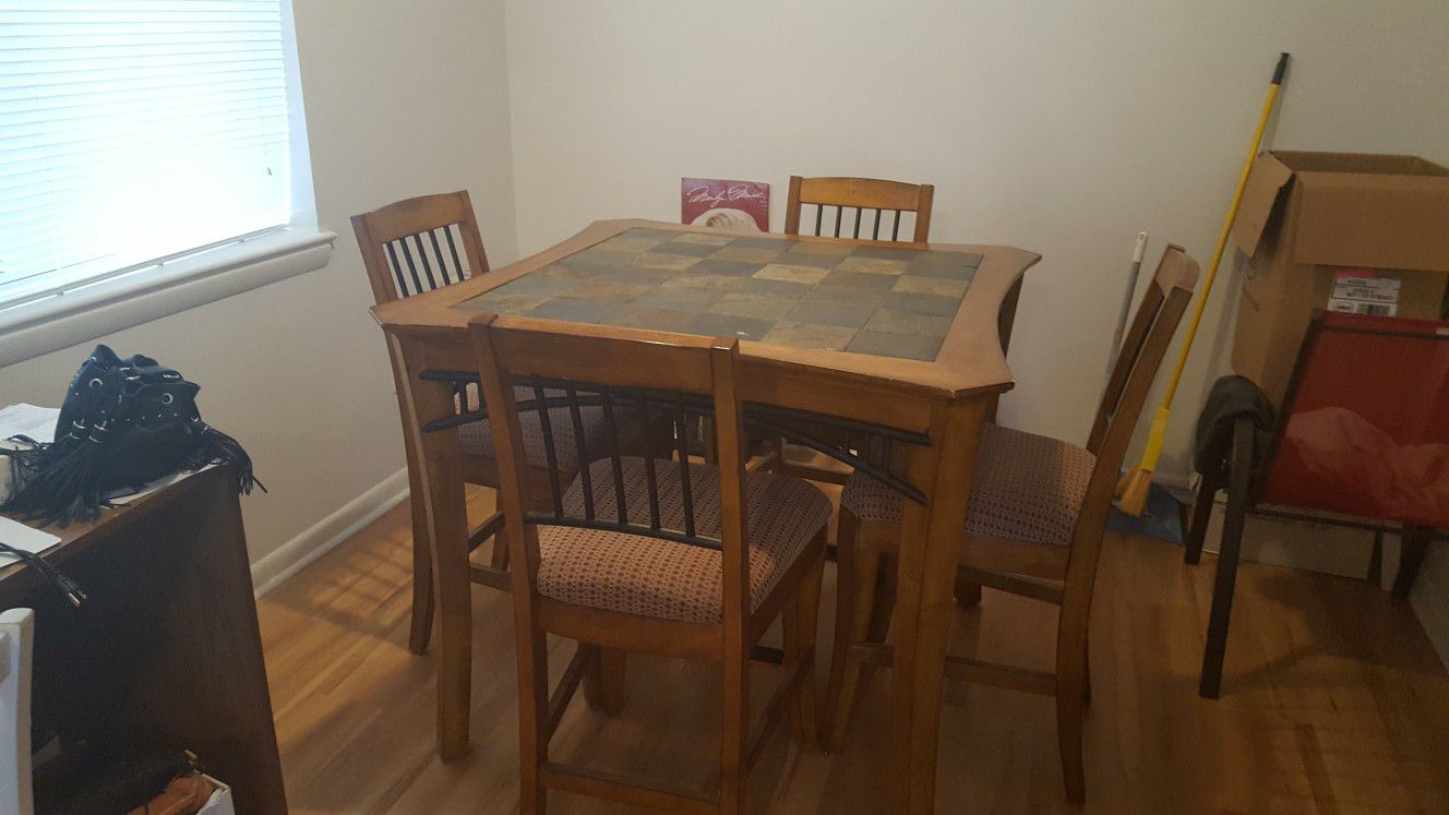 High top kitchen table with 4 chairs