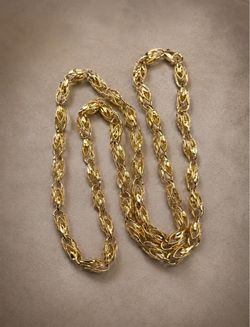 Gold Over 925 Sterling Silver Turkish Link Chain Men’s Necklace Size 22”