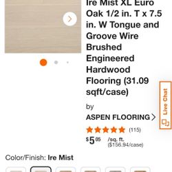 Ire Mist XL Euro Oak 1/2 in. T x 7.5 in. W Tongue and Groove Wire Brushed Engineered Hardwood Flooring (31.09 sqft/case) A Have 21 Boxes 650 Square Fe