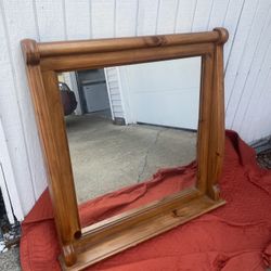 Wooden-framed mirror