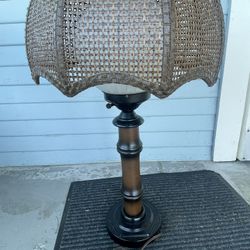✨ Vintage Wicker Bamboo Table Lamp with Glass Globe – Boho Coastal Style