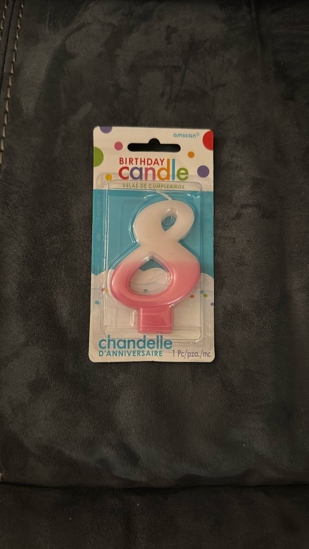 New In Package Amscan Pink Number 8 Birthday Party Candle