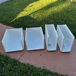  THE CONTAINER STORE 4 Modular Storage Tall Narrow Bins/Trays… 13” H By 7” W By 18” D / 10” H By 13” W By 18” D… In Great Condition…4 For $25 