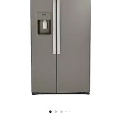 GE - 25.3 Cu. Ft. Side-by-Side Refrigerator with External Ice & Water Dispenser - Slate