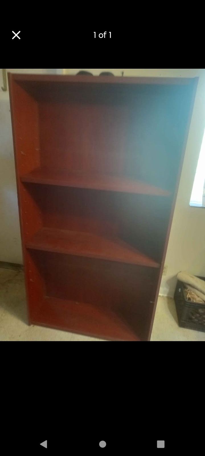 Solid very sturdy cedar colored shelf. Very heavy, will take 2 people to carry it.Solid very sturdy cedar colored shelf. Very heavy, will take 2 peopl