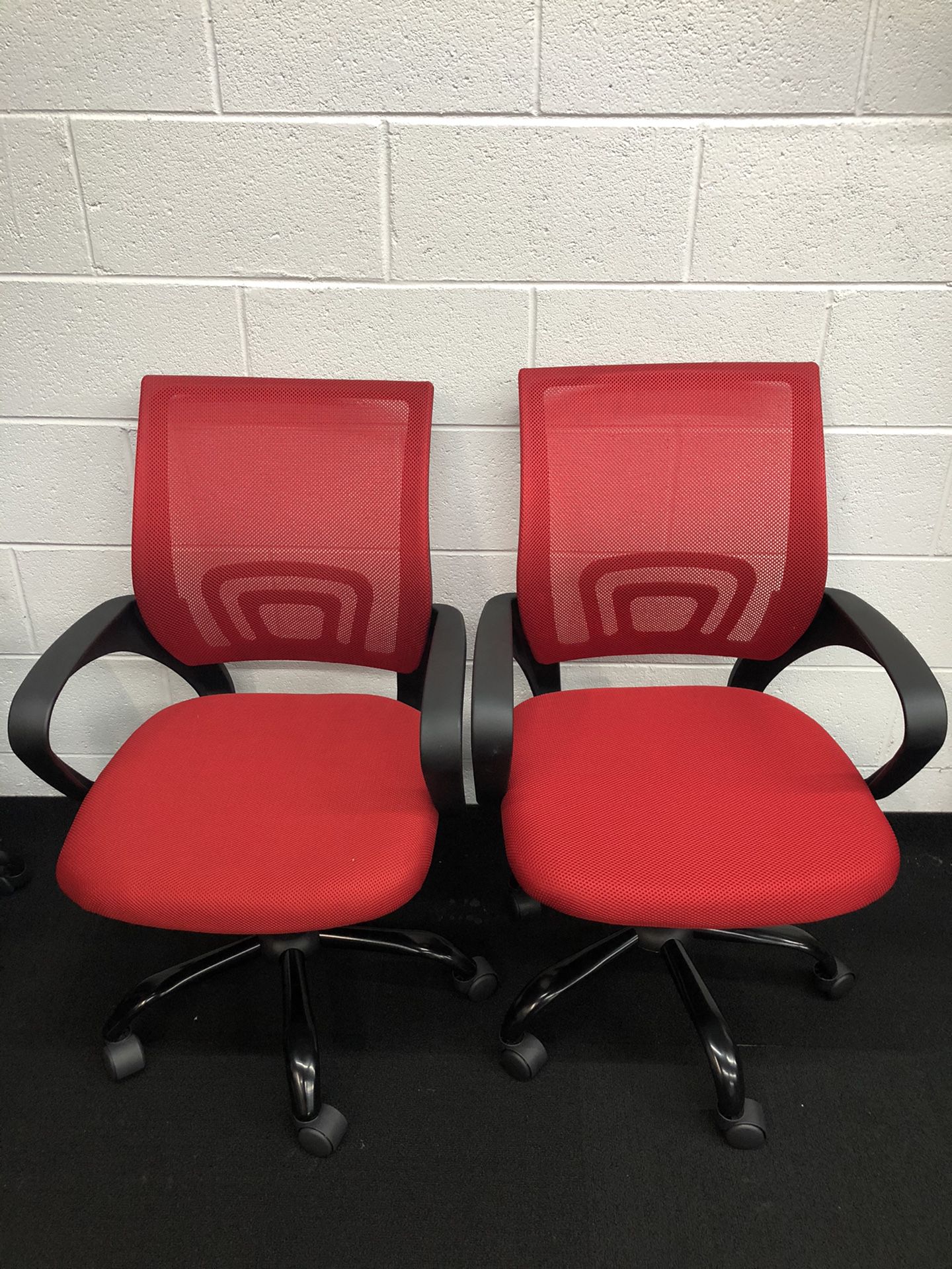 2 BRAND NEW RED ADJUSTABLE MESH OFFICE CHAIRS