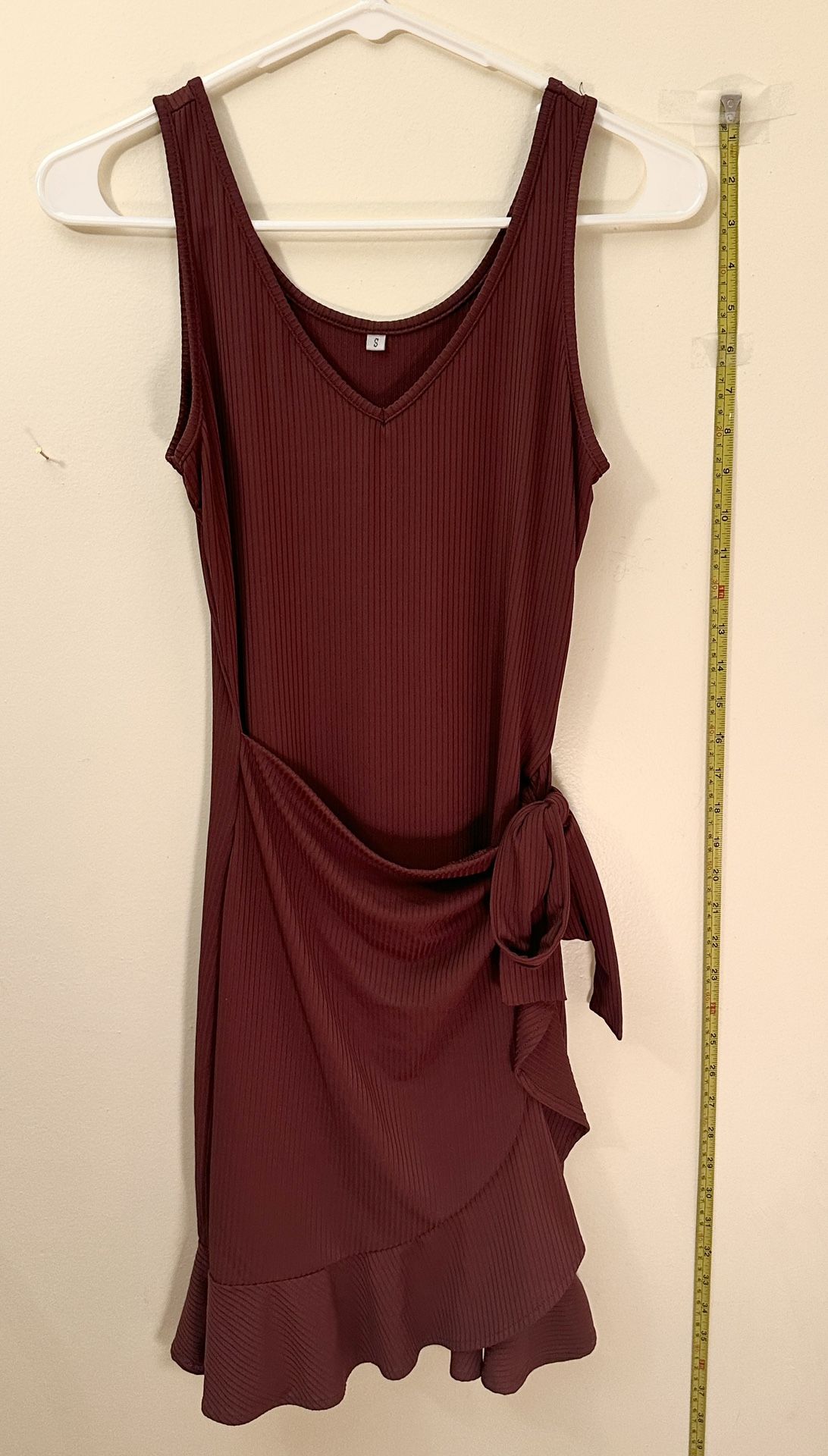 Burgundy Front Tie Wrap Dress - New With Tags - Size Small